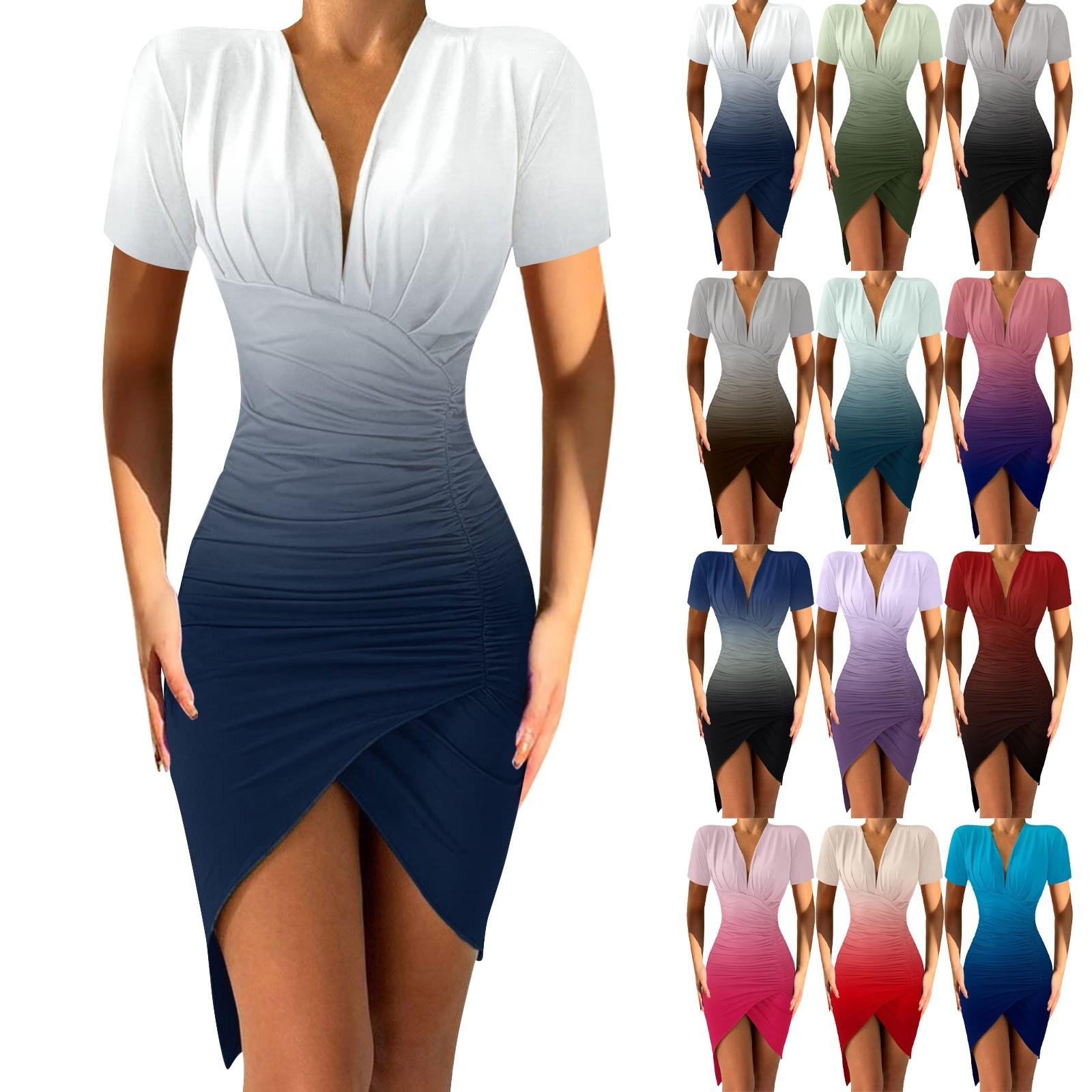 Womens Wrap V Neck Short Sleeve Split Wrap Elegant Ruched Cocktail Party Midi Dress Banquet Dress
Womens Wrap V Neck Short Sleeve Split Wrap Elegant Ruched Cocktail Party Midi Dress Banquet Dress