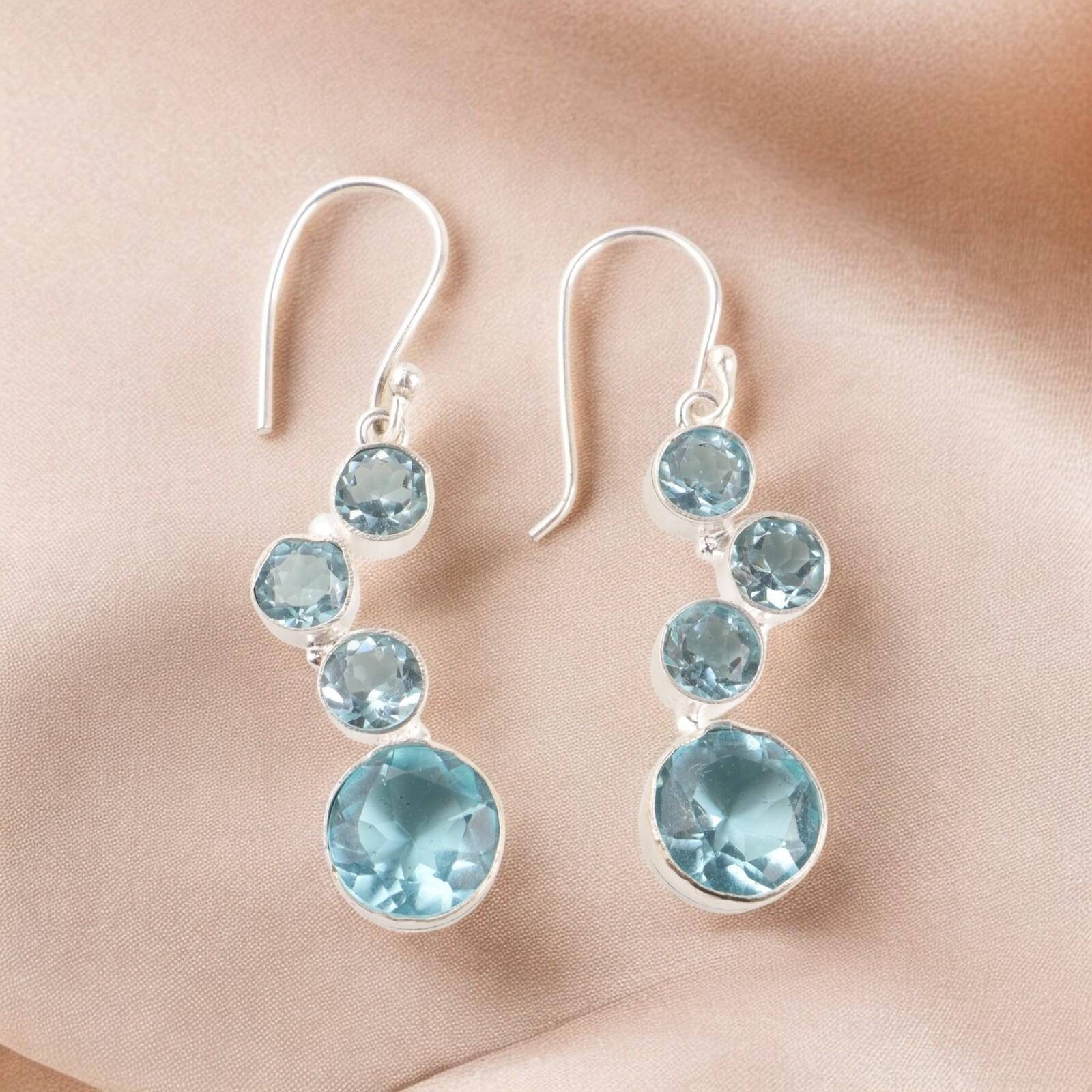 Sky Blue Topaz Gemstone Earring 925 Sterling Silver Handmade Jewelry For Bridal EE-161-9
Sky Blue Topaz Gemstone Earring 925 Sterling Silver Handmade Jewelry For Bridal EE-161-9