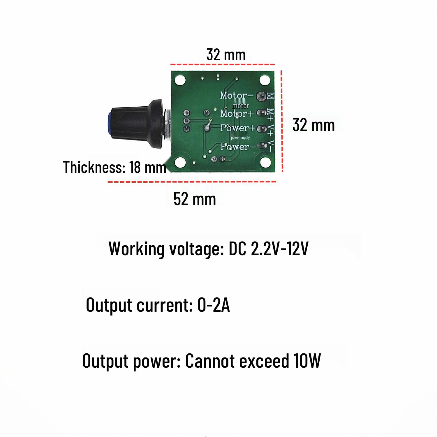 Small DC Motor Speed Controller 2.2V-35V Stepless Adjustment Module
Small DC Motor Speed Controller 2.2V-35V Stepless Adjustment Module