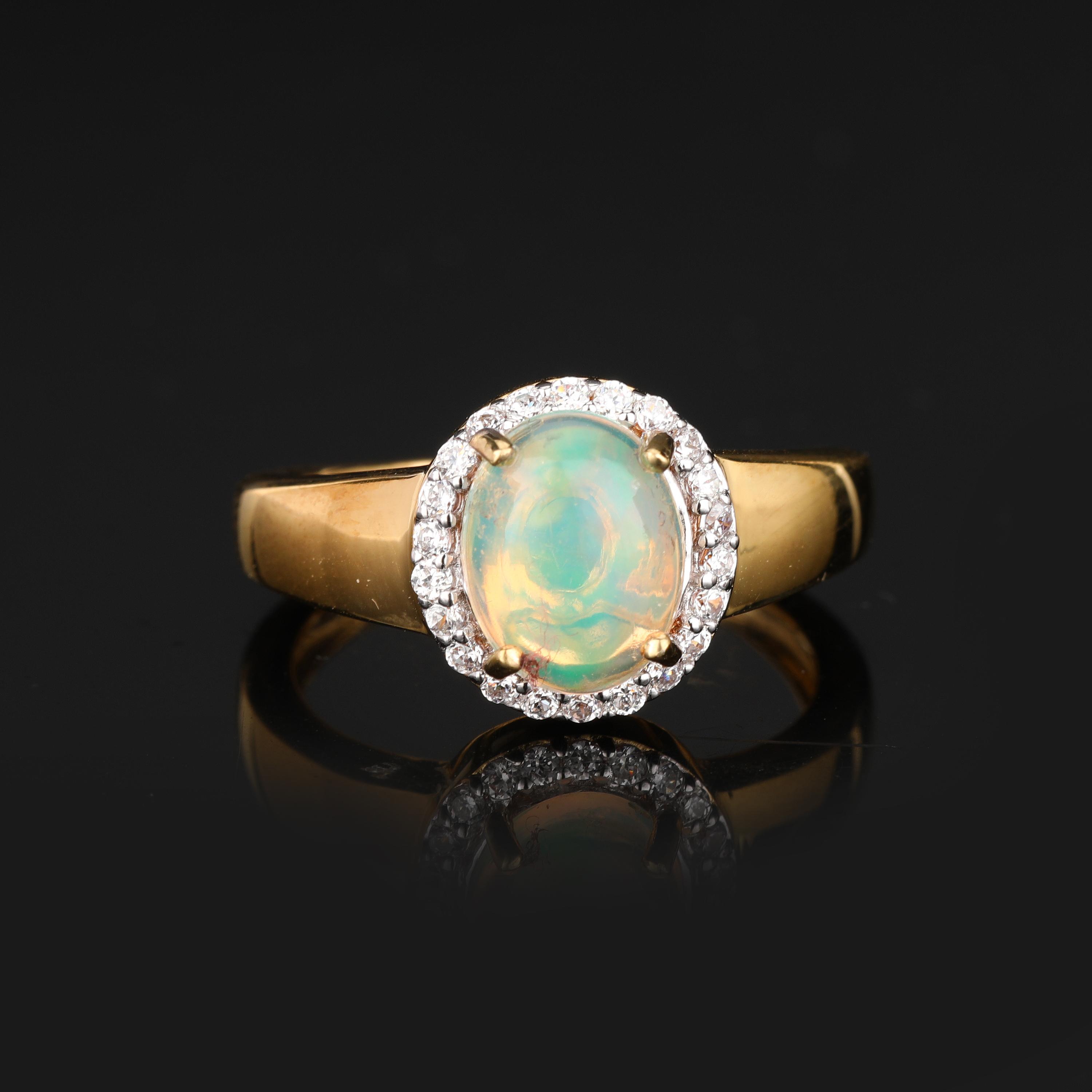 925 Sterling Silver Ethiopian Opal Ring Gold Plated Oval Opal with White Zircon Fine Jewelry Gift for Her 6 срібний
925 Sterling Silver Ethiopian Opal Ring Gold Plated Oval Opal with White Zircon Fine Jewelry Gift for Her 6 срібний