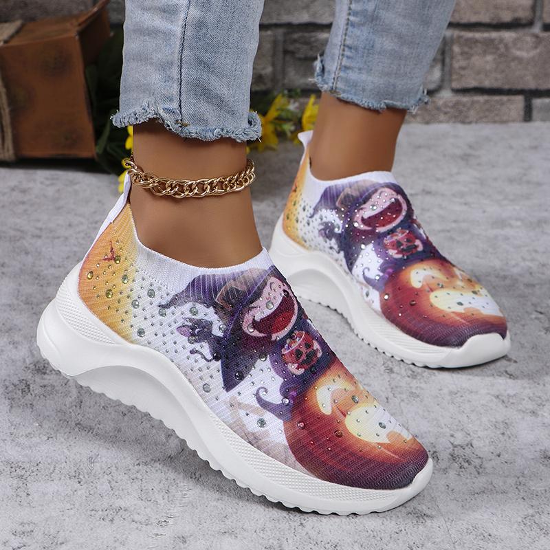 Shiny Crystal Halloween Print Flats Women Autumn Breathable Knitted Platform Sneakers Woman Soft Sole Non Slip Casual Shoes 36
Shiny Crystal Halloween Print Flats Women Autumn Breathable Knitted Platform Sneakers Woman Soft Sole Non Slip Casual Shoes 36