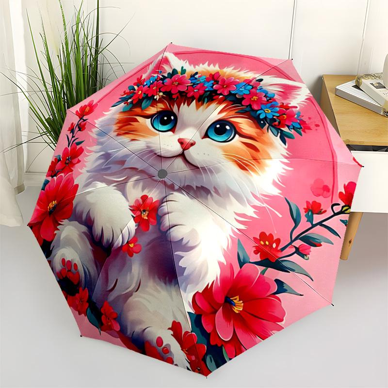 1pc Floral Kitty Automatic Opening/Closing Folding Umbrella with 8 Ribs, Plastic Handle, Windproof Portable Sunshade Umbrella yy251222224
1pc Floral Kitty Automatic Opening/Closing Folding Umbrella with 8 Ribs, Plastic Handle, Windproof Portable Sunshade Umbrella yy251222224