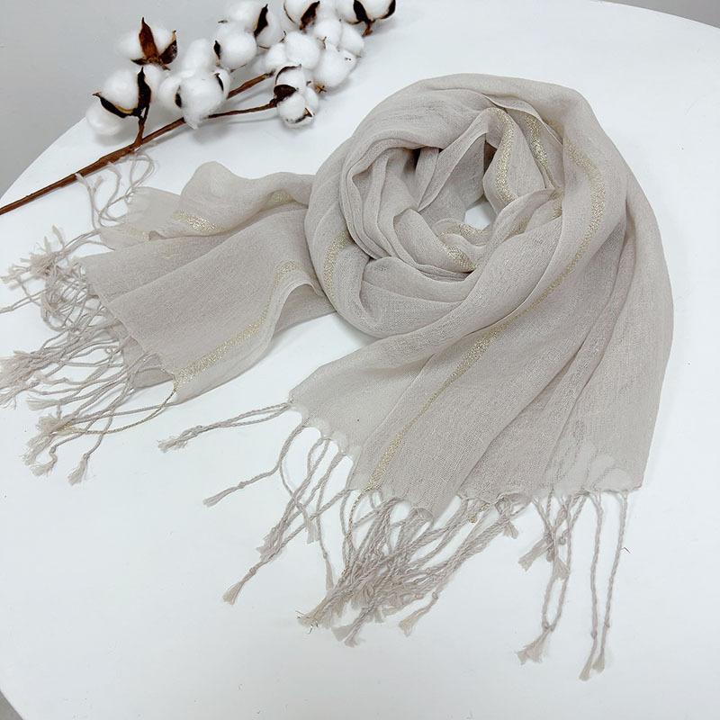 Весенне-осенний тонкий хлопково-льняной однотонный шарф с серебристой кромкой, шаль, длинный универсальный шелковый шарф для женщин светло-серый
Весенне-осенний тонкий хлопково-льняной однотонный шарф с серебристой кромкой, шаль, длинный универсальный шелковый шарф для женщин светло-серый