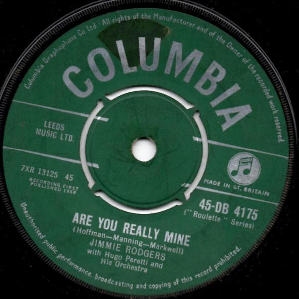 7inch Record JIMMIE RODGERS - Are You Really Mine / The Wizard 45DB4175 Columbia 1958 UK Rock Used
7inch Record JIMMIE RODGERS - Are You Really Mine / The Wizard 45DB4175 Columbia 1958 UK Rock Used