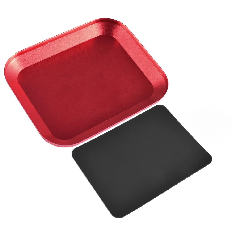Лоток для винтов с магнитной подложкой из алюминиевого сплава, магнитная пластина для хранения винтов, лоток для инструментов для ремонта красный