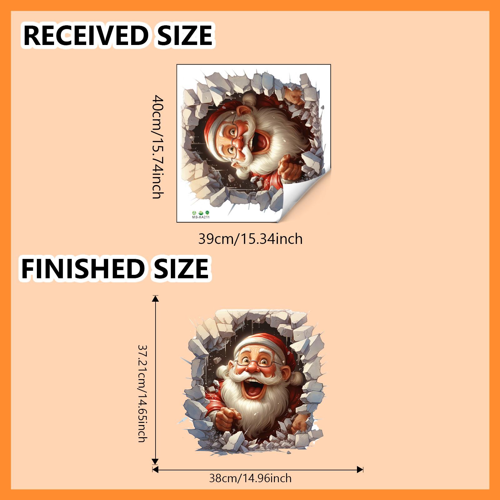 40cm 3D Breaking Wall Christmas Decals Santa Claus Snowman PVC Self Adhesive Stickers for Living Room Bedroom Holiday Decor
40cm 3D Breaking Wall Christmas Decals Santa Claus Snowman PVC Self Adhesive Stickers for Living Room Bedroom Holiday Decor