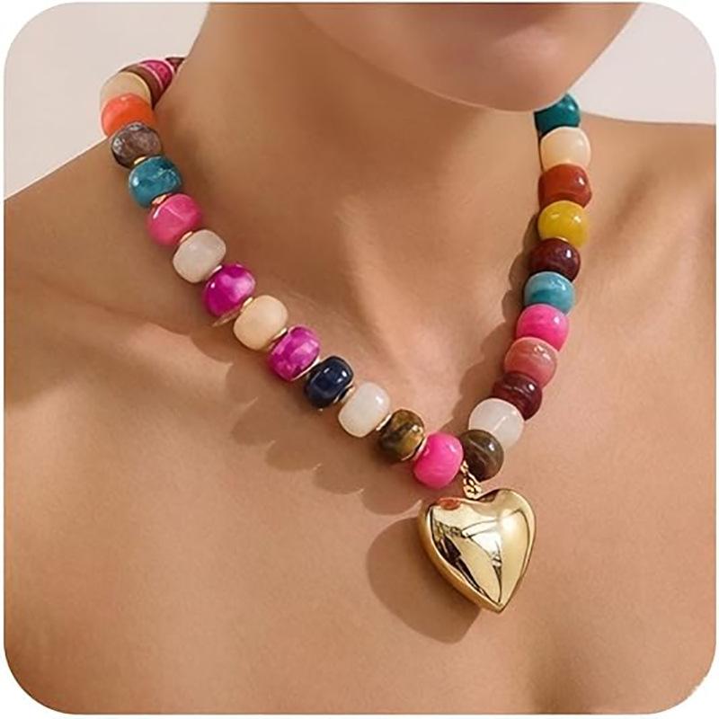 Bohemian Colorful Chunky Beaded Necklace for Women Y2K Heart Pendant Choker Beach Jewelry Accessory
Bohemian Colorful Chunky Beaded Necklace for Women Y2K Heart Pendant Choker Beach Jewelry Accessory