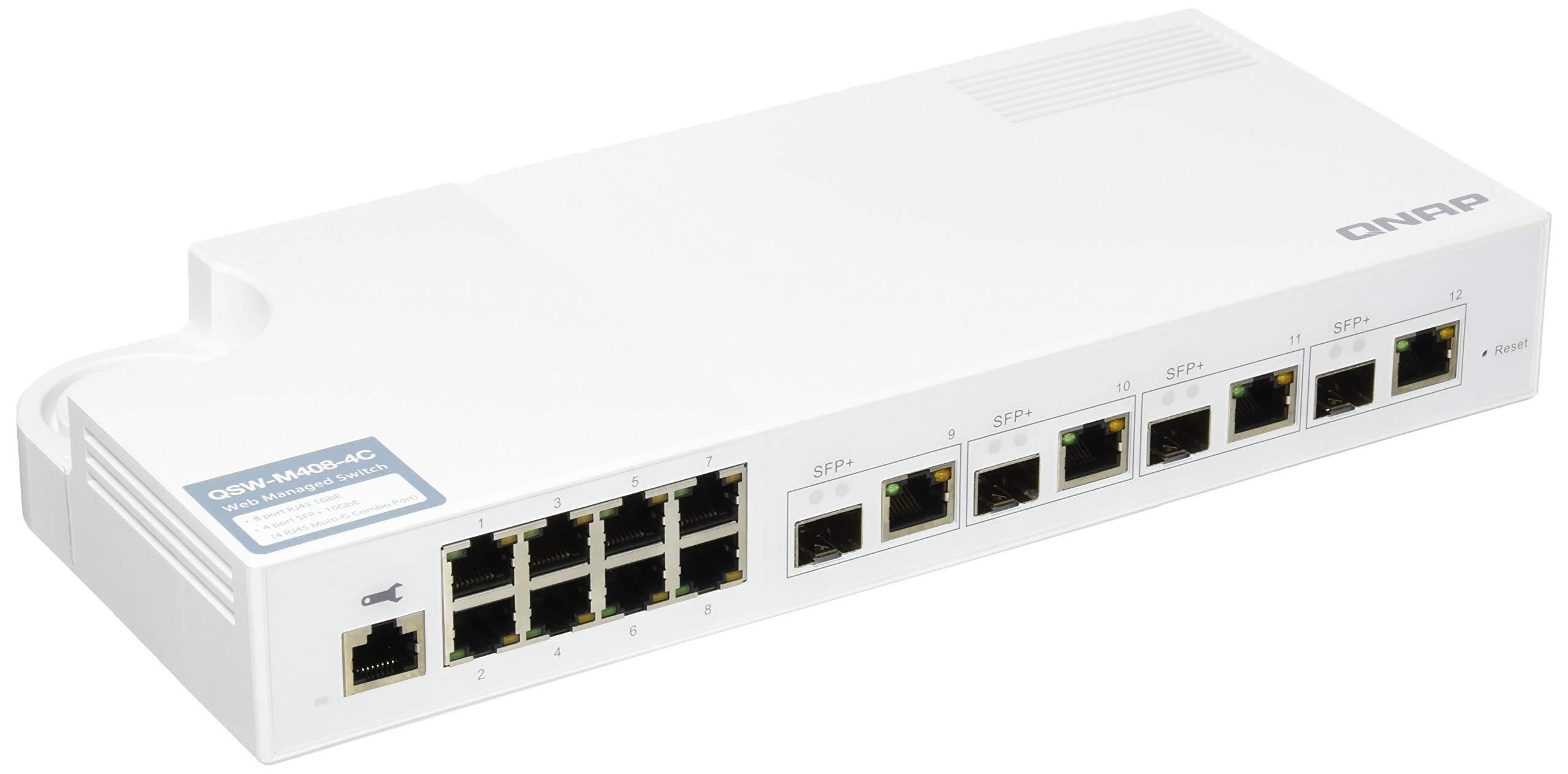QNAP 10GbE L2 Комбінований веб-комутатор 4 10GbE 8 портів Gigabit Ethernet, порти SFP+/RJ45, QSW-M408-4C
QNAP 10GbE L2 Комбінований веб-комутатор 4 10GbE 8 портів Gigabit Ethernet, порти SFP+/RJ45, QSW-M408-4C