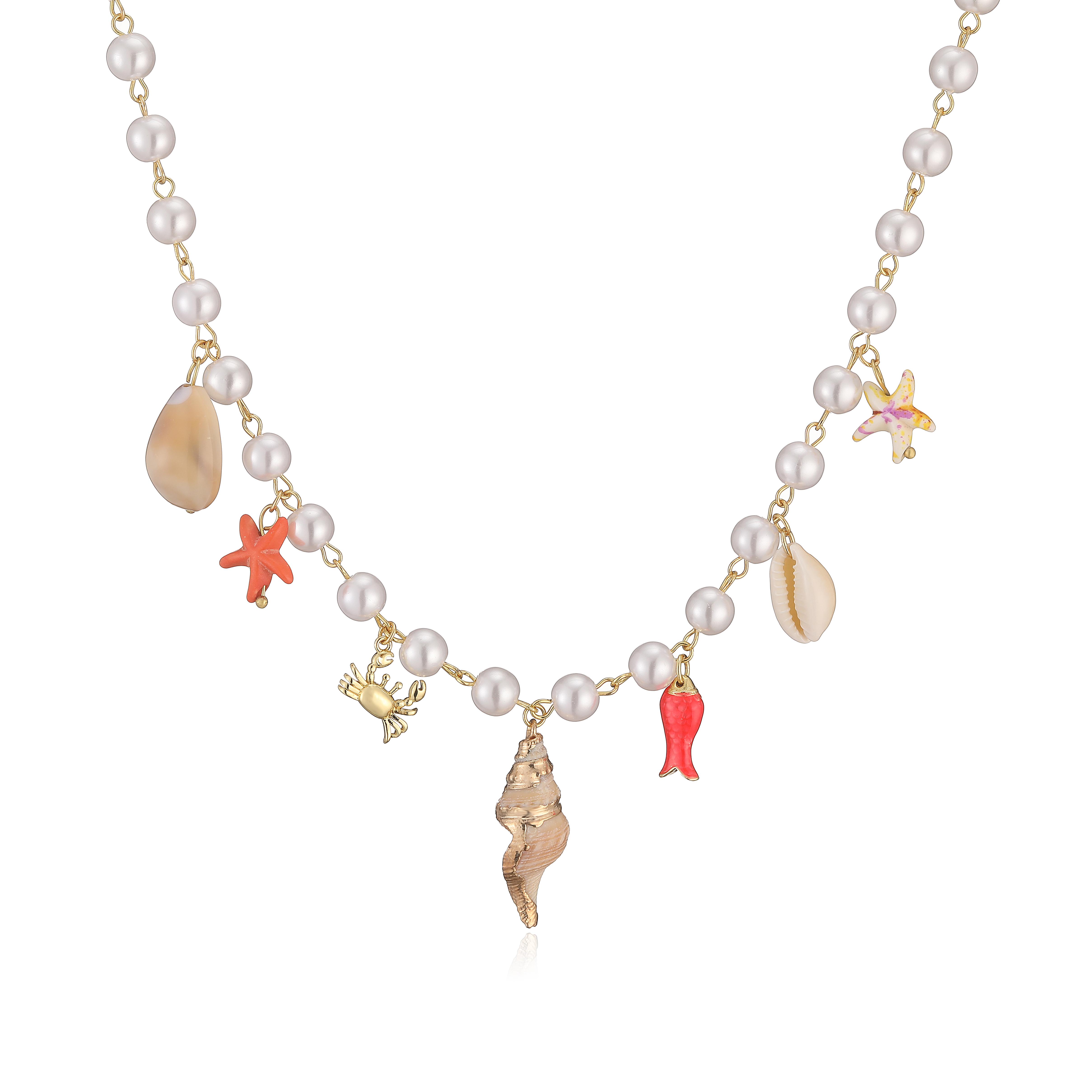 Boho Exaggerated Colourful Beach Necklace Gold Plated Brass Chain with Ocean Pendant Handmade Holiday Zircon for Hawaiian 50cm
Boho Exaggerated Colourful Beach Necklace Gold Plated Brass Chain with Ocean Pendant Handmade Holiday Zircon for Hawaiian 50cm