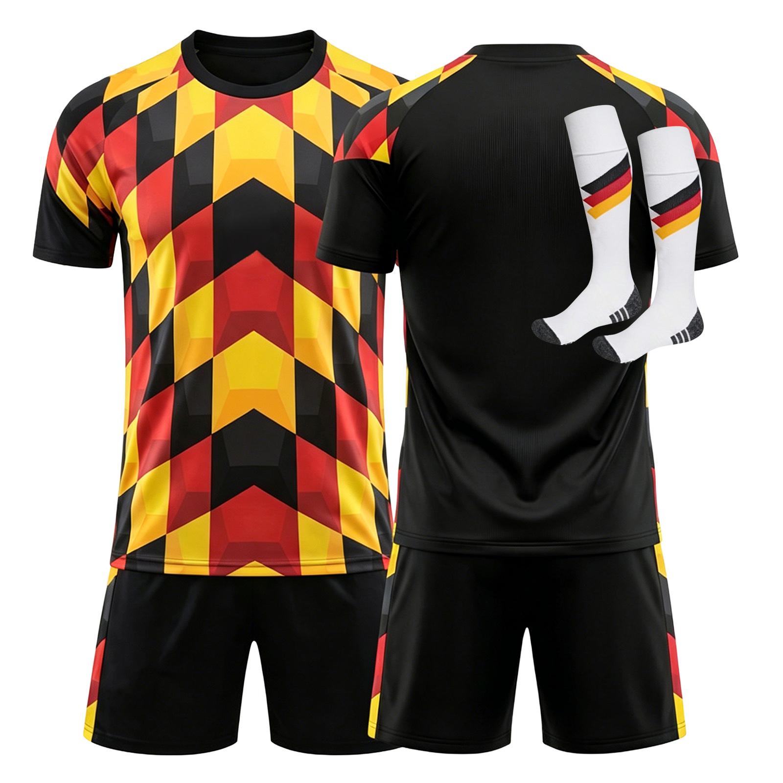 Men s Soccer Uniform Set Three Piece Athletic Team Jersey Shirt Shorts and Socks Sportswear for Training and Competition L
Men s Soccer Uniform Set Three Piece Athletic Team Jersey Shirt Shorts and Socks Sportswear for Training and Competition L