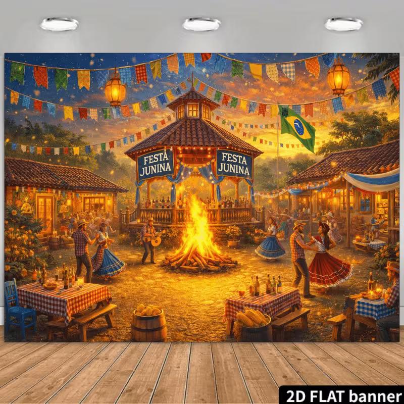 2D Festa Junina Festival Background Banner, Rustic Village Scene Backdrop for Party Photoshoot 47.2x31.5inch/120*80cm
2D Festa Junina Festival Background Banner, Rustic Village Scene Backdrop for Party Photoshoot 47.2x31.5inch/120*80cm