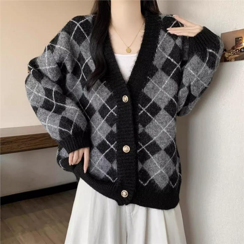 Women s Oversized Black Gray Argyle V Neck Cardigan OneSize серый
Women s Oversized Black Gray Argyle V Neck Cardigan OneSize серый