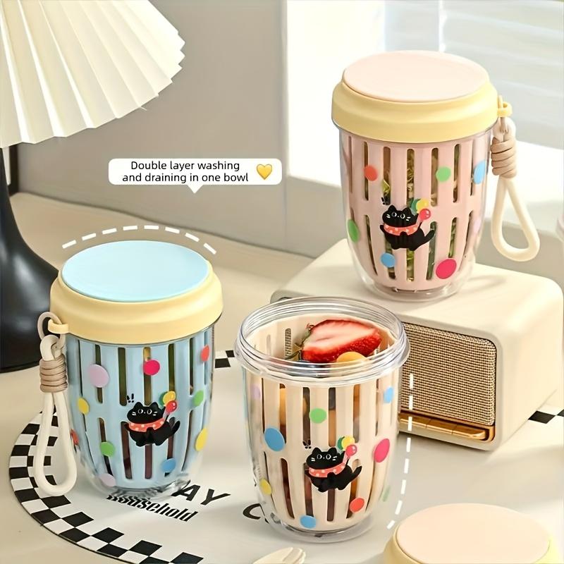 1pc Leak Proof Portable Salad Cup with Fork Large Capacity Drainable Fruit Container,Ventilation Holes Colorful Cartoon Design for Office,School рожевий
1pc Leak Proof Portable Salad Cup with Fork Large Capacity Drainable Fruit Container,Ventilation Holes Colorful Cartoon Design for Office,School рожевий