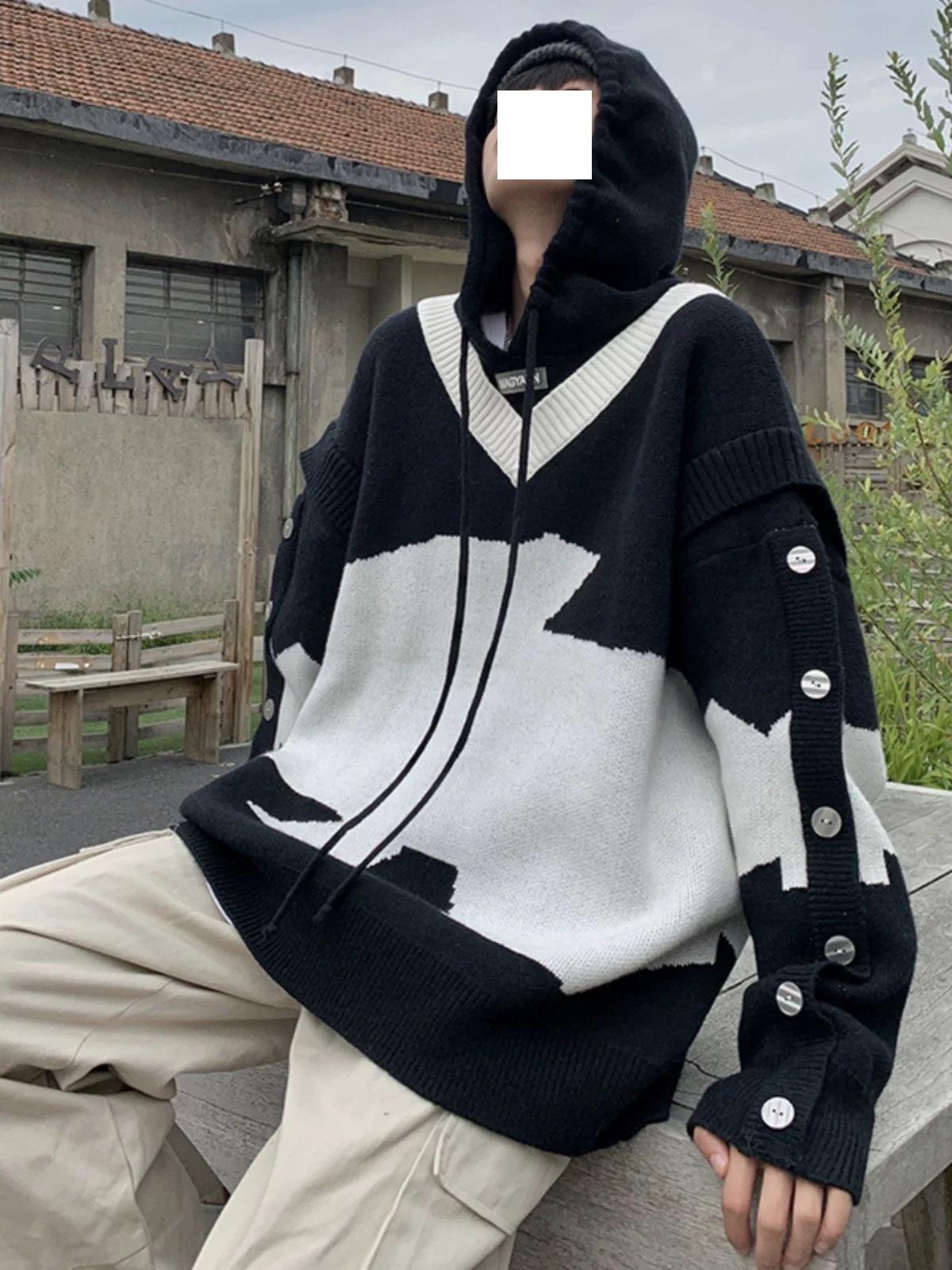 Черно-белый сшивной вязаный свитер-обманка мужской осенне-зимний высококлассный ленивый стиль оверсайз куртка с капюшоном S чёрный
Черно-белый сшивной вязаный свитер-обманка мужской осенне-зимний высококлассный ленивый стиль оверсайз куртка с капюшоном S чёрный