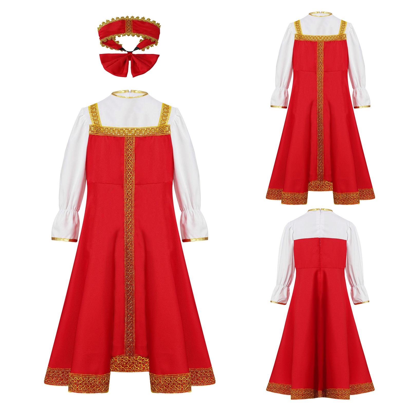Girls Russian Traditional Costume Set Puff Sleeve Gold Embroidery Knee Length Dress with Ornate Headpiece Folk Dance Outfit 7-8 Years синій
Girls Russian Traditional Costume Set Puff Sleeve Gold Embroidery Knee Length Dress with Ornate Headpiece Folk Dance Outfit 7-8 Years синій