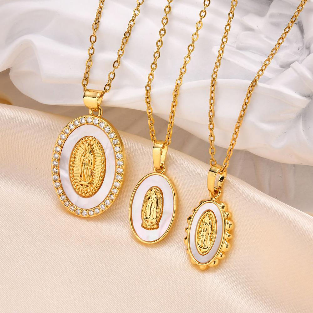 Vnox Guadalupe Virgin Mary Necklace for Women Teens, Gold Plated Oval Zircon Inlay Mary Pendant Collar Faith Gift 45cm
Vnox Guadalupe Virgin Mary Necklace for Women Teens, Gold Plated Oval Zircon Inlay Mary Pendant Collar Faith Gift 45cm