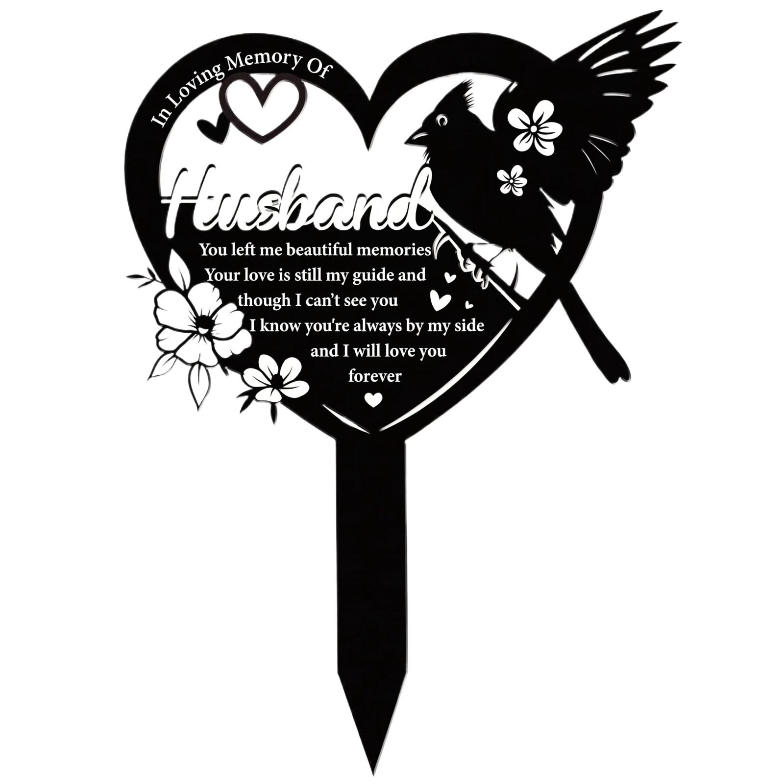 Outdoor Memorial Garden Stake Husband Tribute Metal Heart Shaped Cemetery Decoration with Bird and Floral Design for Graveyard Remembrance One Size
Outdoor Memorial Garden Stake Husband Tribute Metal Heart Shaped Cemetery Decoration with Bird and Floral Design for Graveyard Remembrance One Size