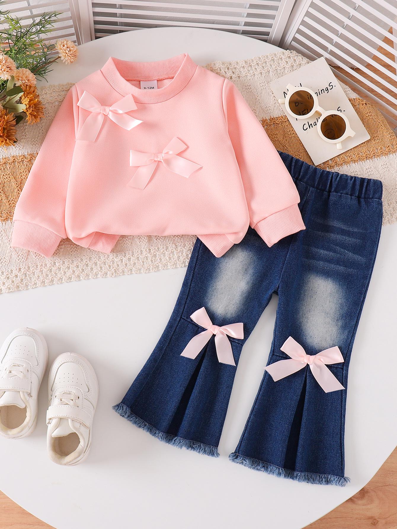 Girls INS Style Pink Bow Sweatshirt & Denim Flared Pants Set 12-18 Months рожевий
Girls INS Style Pink Bow Sweatshirt & Denim Flared Pants Set 12-18 Months рожевий
