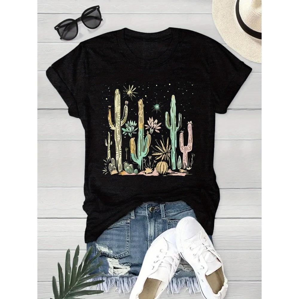 Cactus Starry Sky Pattern Womens Tshirt Succulent Plant Printed Round Neck Casual Top Bohemian Style Desert Plant Design S
Cactus Starry Sky Pattern Womens Tshirt Succulent Plant Printed Round Neck Casual Top Bohemian Style Desert Plant Design S