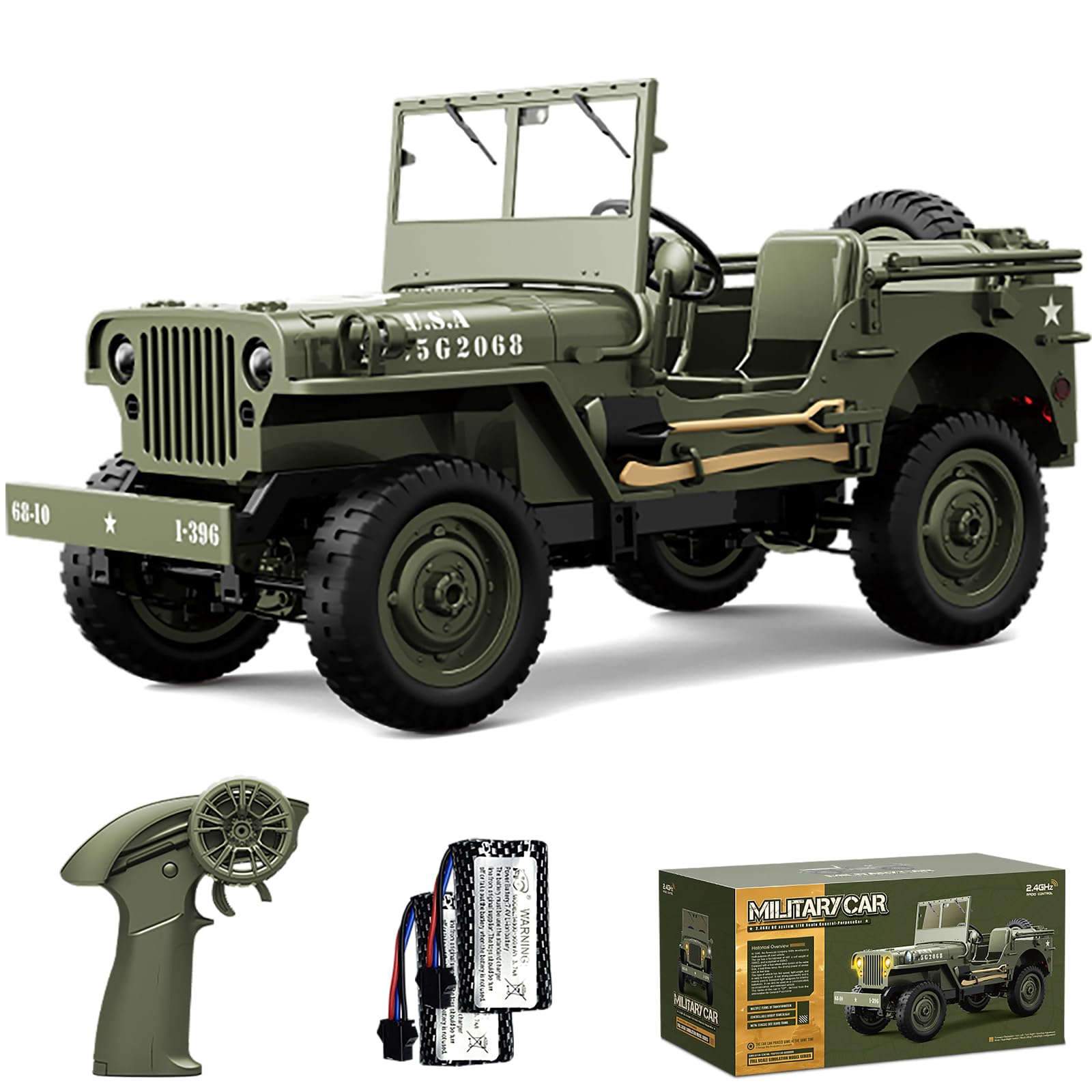 Ritaosan Military RC Car, Popular for Kids, 110 Scale Large Off-Road Jeep RC Crawler Model, 4WD, Realistic Headlights, Two 2.4GHz Transducers,
Ritaosan Military RC Car, Popular for Kids, 110 Scale Large Off-Road Jeep RC Crawler Model, 4WD, Realistic Headlights, Two 2.4GHz Transducers,