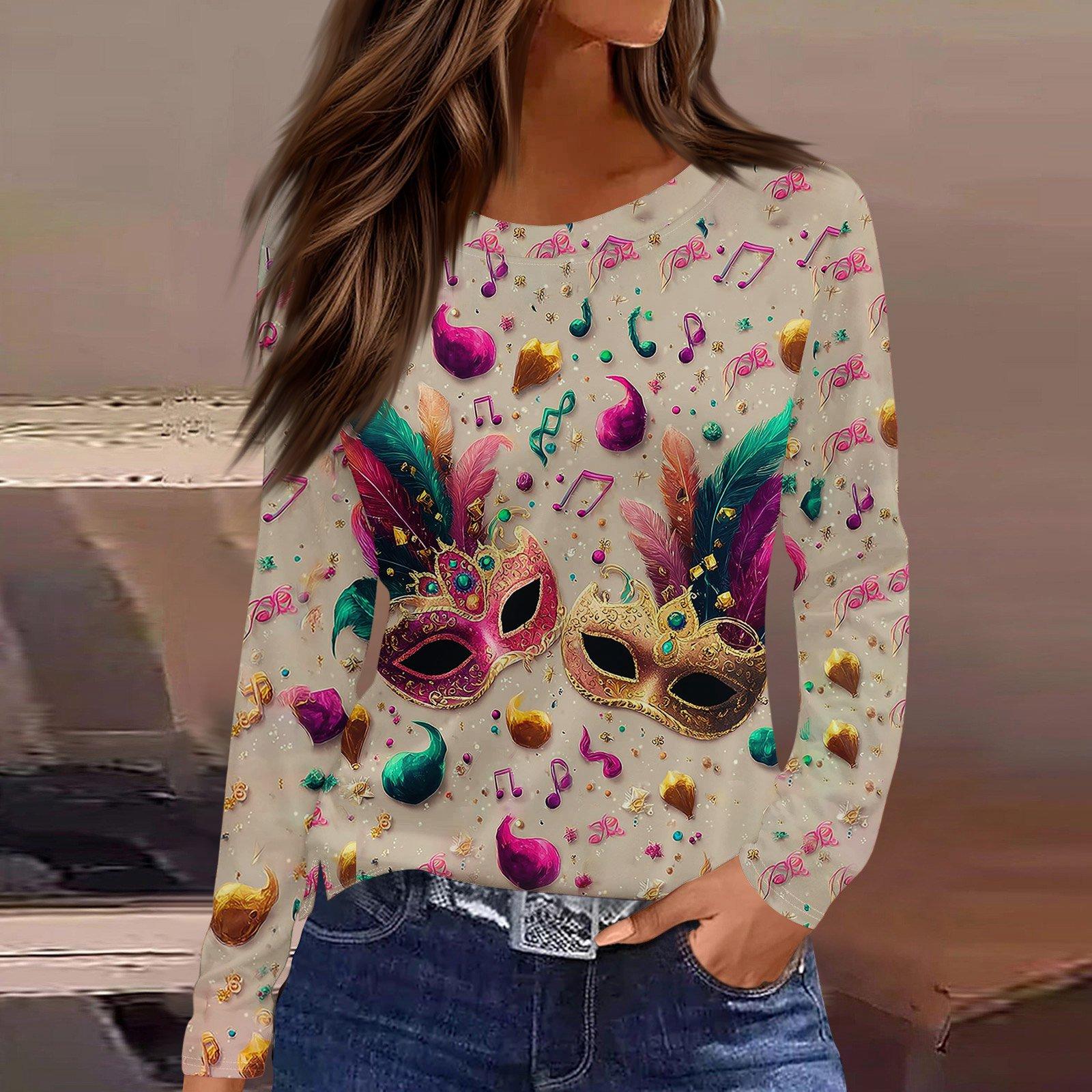 Women s Fashionable Carnival Print Round Neck Long Sleeve Top With Slit Hem L бежевый
Women s Fashionable Carnival Print Round Neck Long Sleeve Top With Slit Hem L бежевый