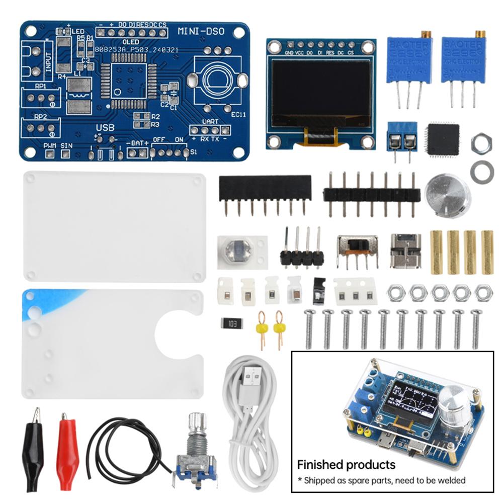 MIN-DOS Oscilloscope Kit 0.96 LCD Display Electronic DIY Kits STC Microcontroller PWM and Pure Sine Wave FM Signal Generator
MIN-DOS Oscilloscope Kit 0.96 LCD Display Electronic DIY Kits STC Microcontroller PWM and Pure Sine Wave FM Signal Generator
