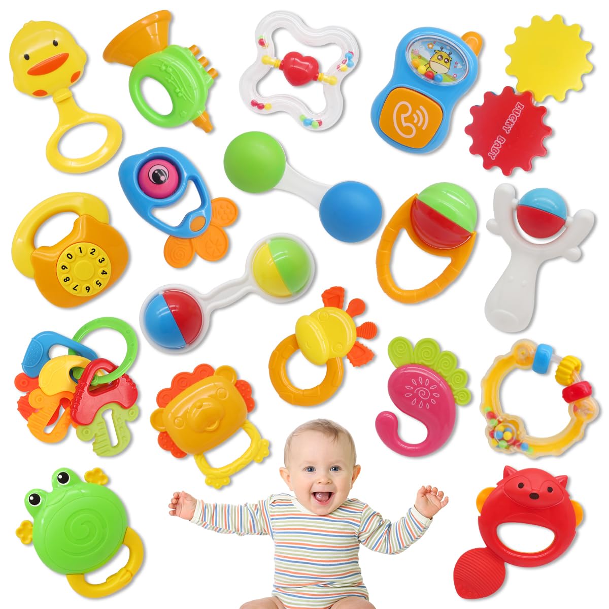Qizebaby Игрушки для младенцев, Погремушки, Прорезыватели, Развивающие игрушки, Популярны для мальчиков и девочек, Подарок на рождение ребенка, Игрушки для малышей от 0 до 12 месяцев (Набор из 21 предмета)
Qizebaby Игрушки для младенцев, Погремушки, Прорезыватели, Развивающие игрушки, Популярны для мальчиков и девочек, Подарок на рождение ребенка, Игрушки для малышей от 0 до 12 месяцев (Набор из 21 предмета)