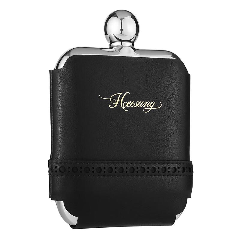6oz Square Stainless Steel Flask with Black Leather Case
6oz Square Stainless Steel Flask with Black Leather Case