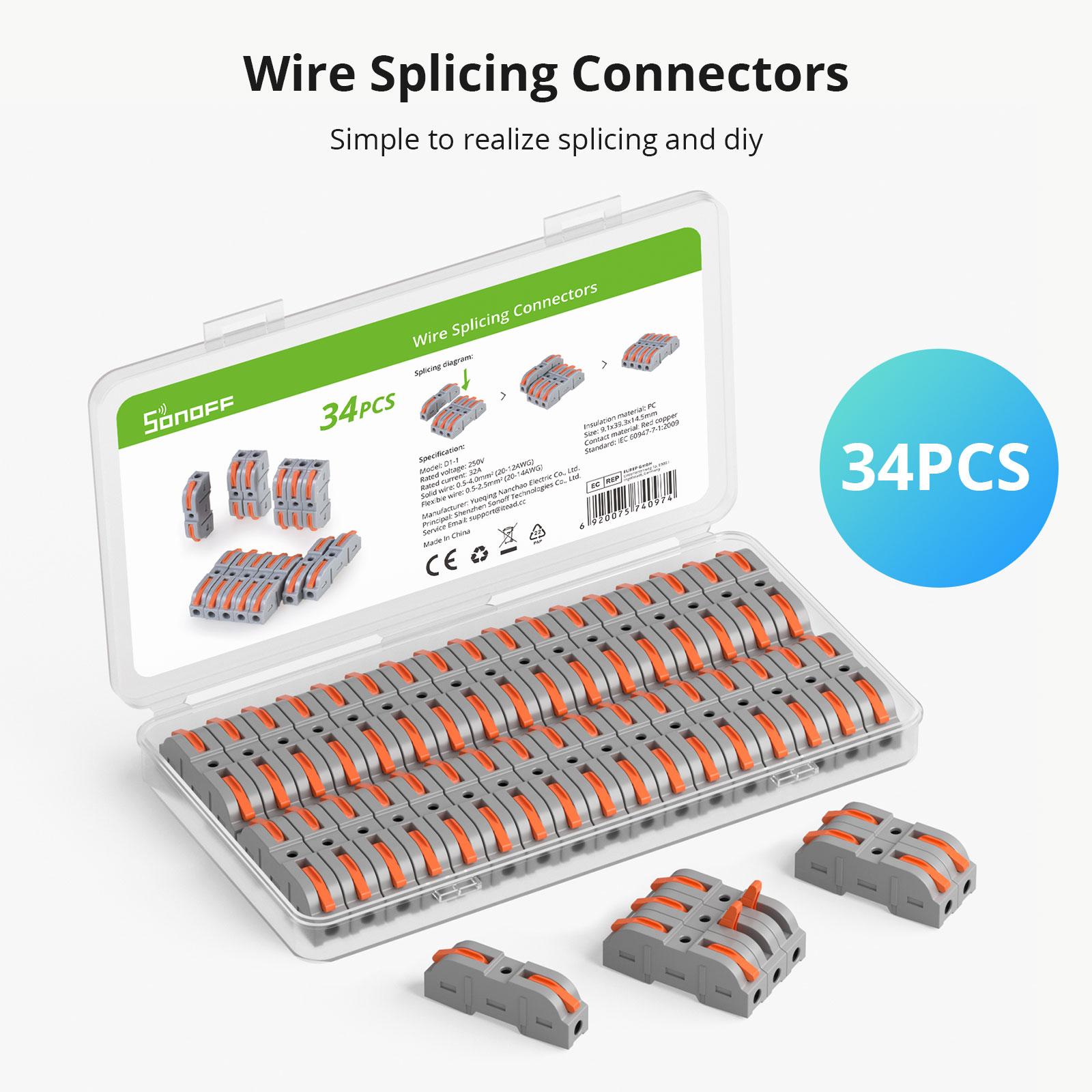 SONOFF 34 шт. DIY соединители для сращивания проводов многоразовые соединители для проводов, подходят для мягкого/жесткого/одножильного/многожильного провода
SONOFF 34 шт. DIY соединители для сращивания проводов многоразовые соединители для проводов, подходят для мягкого/жесткого/одножильного/многожильного провода