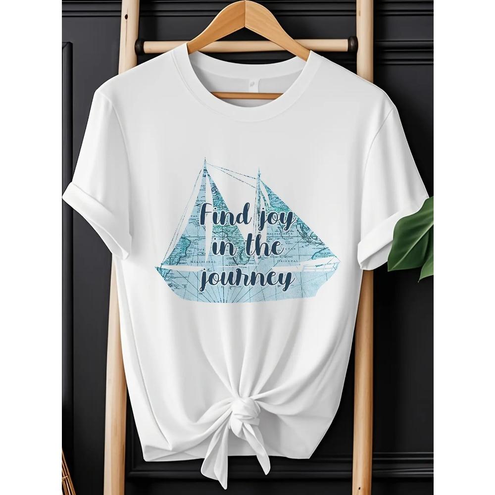 Women S White Nautical Sailboat Finding Joy on The Journey T-Shirt Blue White Sailing Print Fit Casual Top S
Women S White Nautical Sailboat Finding Joy on The Journey T-Shirt Blue White Sailing Print Fit Casual Top S