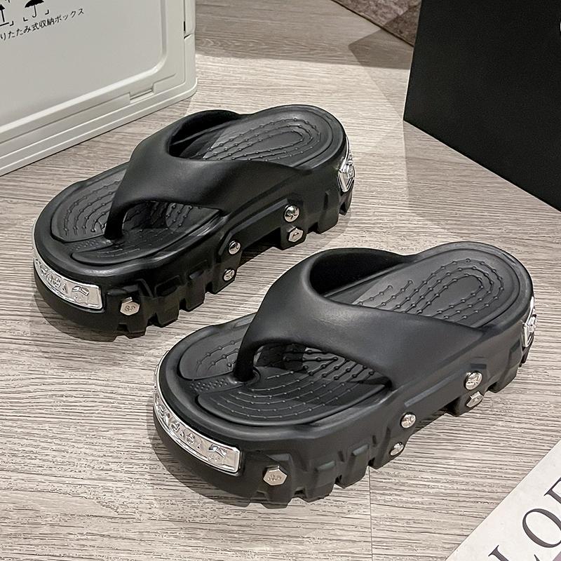 Summer Slippers Women Flip Flops Sandals High Heels Chunky Punk Shoes Rivet Waterproof Beach Pool Sandals 43-44EU/CN44-45 чорний
Summer Slippers Women Flip Flops Sandals High Heels Chunky Punk Shoes Rivet Waterproof Beach Pool Sandals 43-44EU/CN44-45 чорний