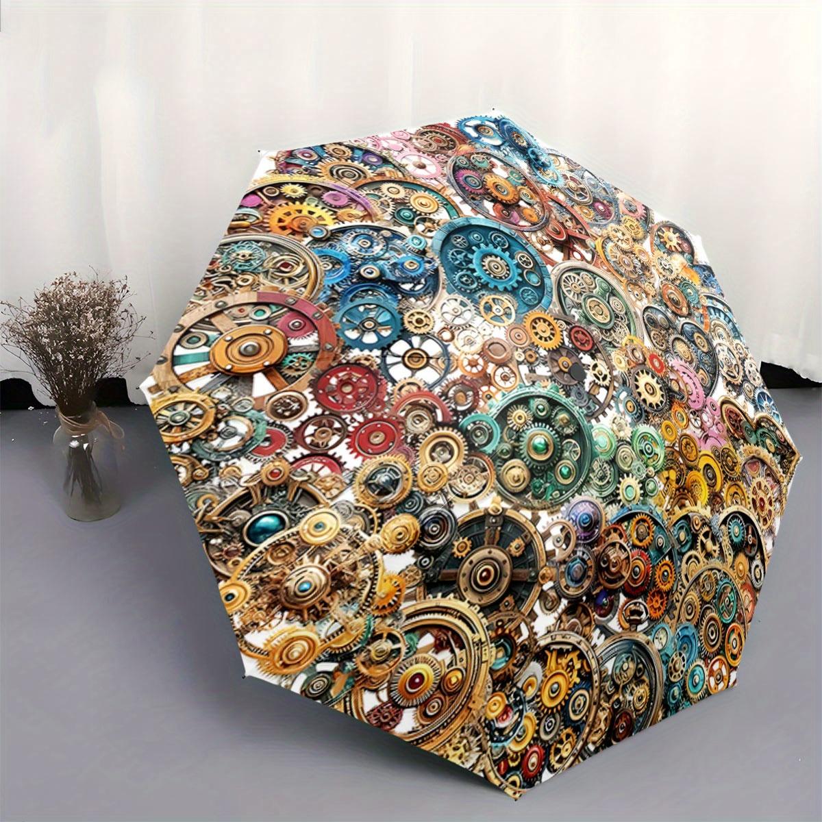 Automatic Folding Umbrella The umbrella features a colorful steampunk gear pattern. Portable collapsible design, casual outdoo (as the picture,Iron&8K)
Automatic Folding Umbrella The umbrella features a colorful steampunk gear pattern. Portable collapsible design, casual outdoo (as the picture,Iron&8K)