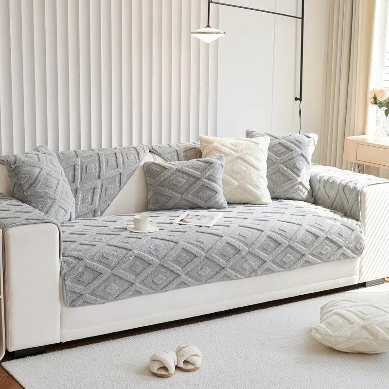 Осенняя подушка для дивана, плюшевая подушка, утолщенная, зимняя, теплая, хлопковая, декоративная, нескользящая, пылезащитная, накидка на спинку, полотенце 70x70cm 1pc