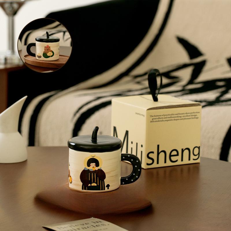 Китайская ретро керамическая чашка с крышкой, симпатичная кофейная кружка, чашка для завтрака, бытовая чашка для воды 301-400ml
Китайская ретро керамическая чашка с крышкой, симпатичная кофейная кружка, чашка для завтрака, бытовая чашка для воды 301-400ml