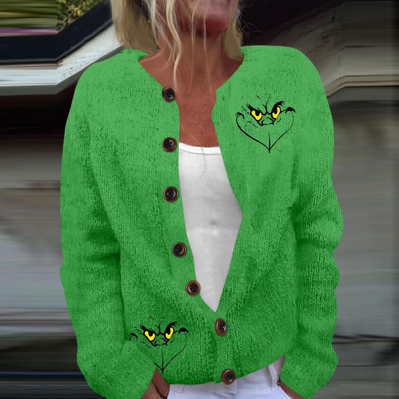 Жіноча модна різдвяна куртка з довгим рукавом і в язаним ґудзиком XXXXXL зелений
Жіноча модна різдвяна куртка з довгим рукавом і в язаним ґудзиком XXXXXL зелений