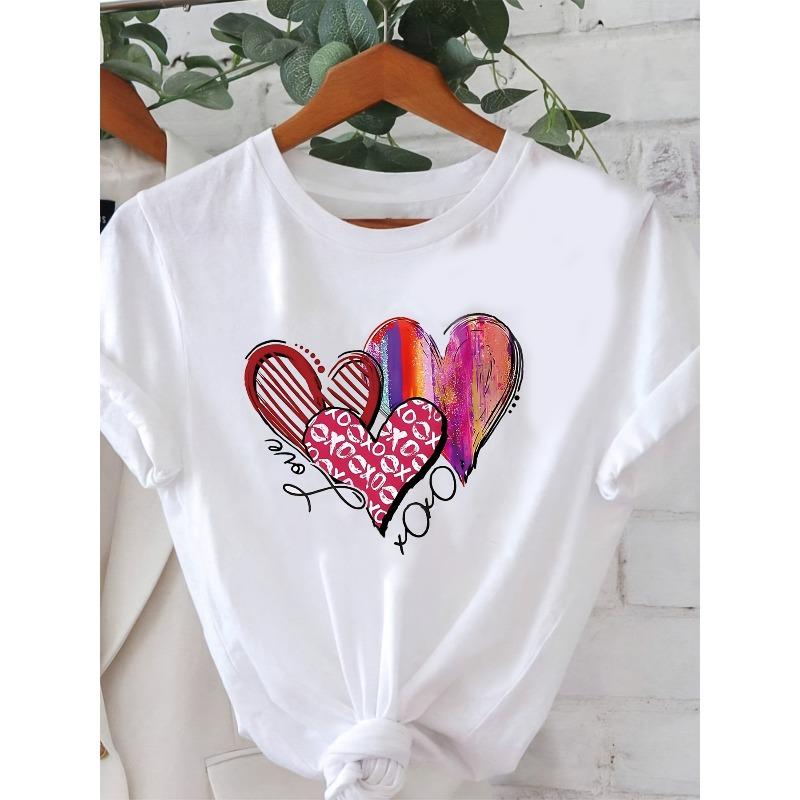 European Size Casual Romantic Sweet Multicolor Graffiti Style Heart Pattern Printed T-Shirt | Women S White Round Neck Short Sleeve 4XL
European Size Casual Romantic Sweet Multicolor Graffiti Style Heart Pattern Printed T-Shirt | Women S White Round Neck Short Sleeve 4XL