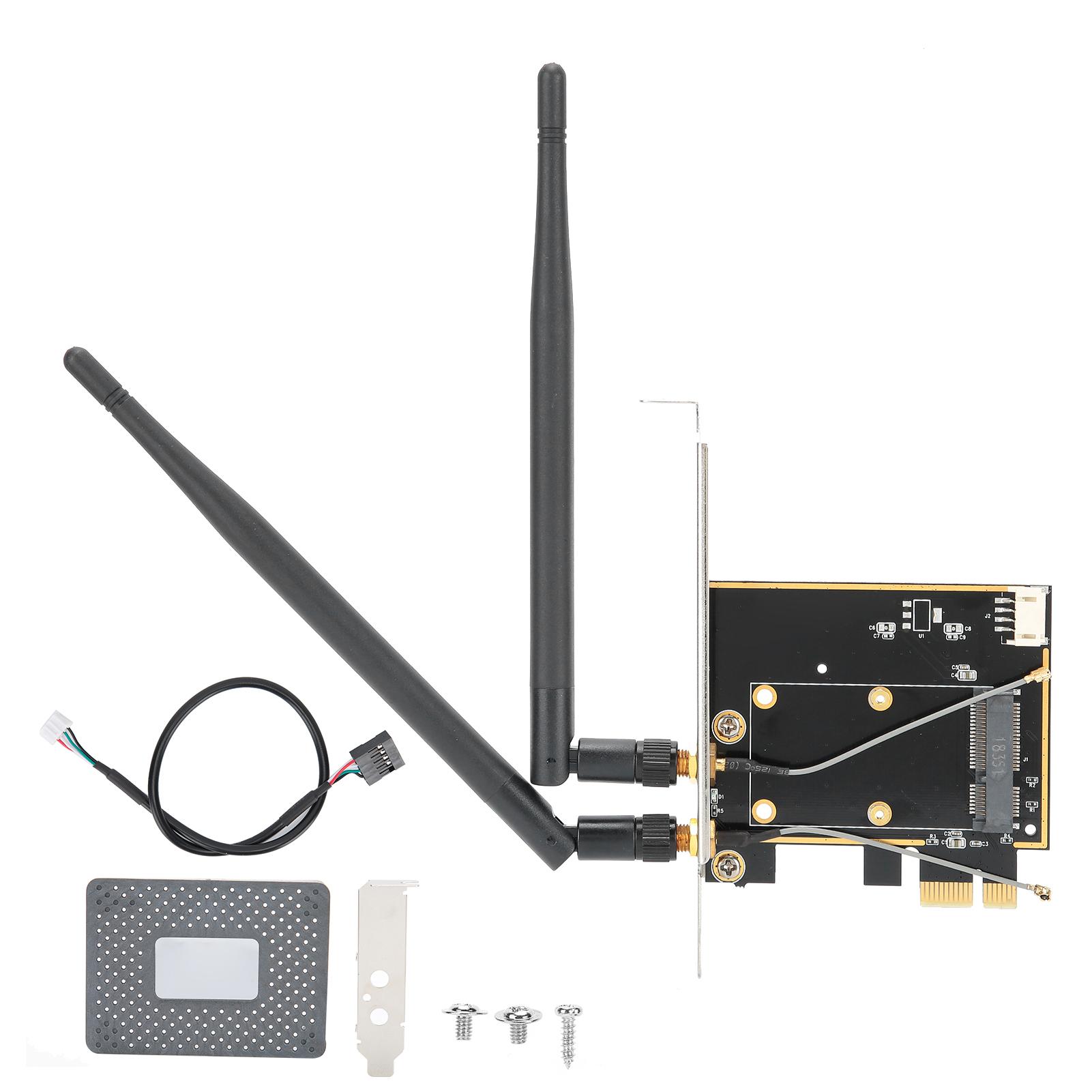 Wireless Networks Card Adapter Mini PCI-E to Desktop PCI-E with 2 Antenna Support Bluetooth
Wireless Networks Card Adapter Mini PCI-E to Desktop PCI-E with 2 Antenna Support Bluetooth