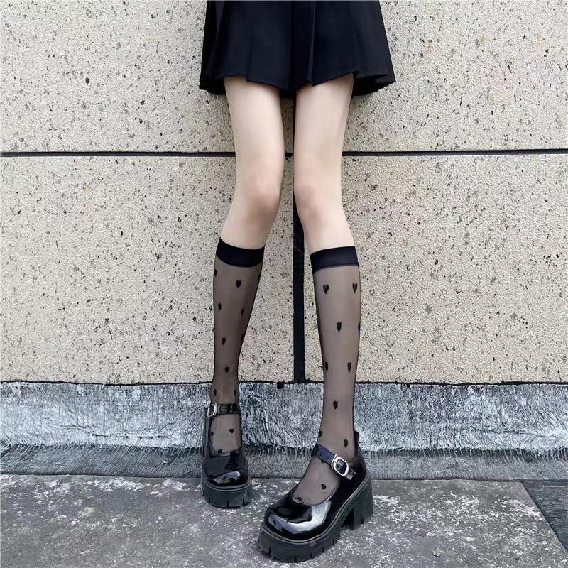 Корейские женские школьные чулки в стиле Лолиты JK, белые и черные школьные чулки для девочек, милые прозрачные гольфы в японском стиле Kawaii anklet чёрный
