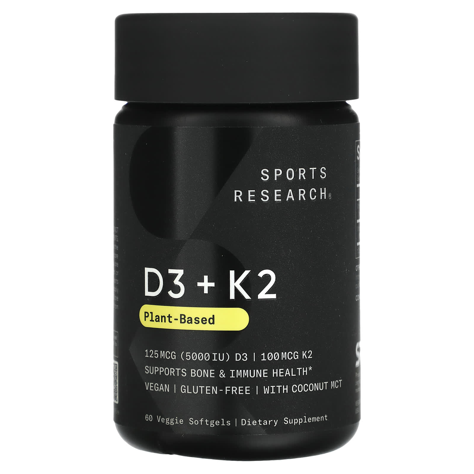 Sports Research, D3 + K2, вегетаріанський, 125 мкг/100 мкг, 60 вегетаріанських капсул
Sports Research, D3 + K2, вегетаріанський, 125 мкг/100 мкг, 60 вегетаріанських капсул