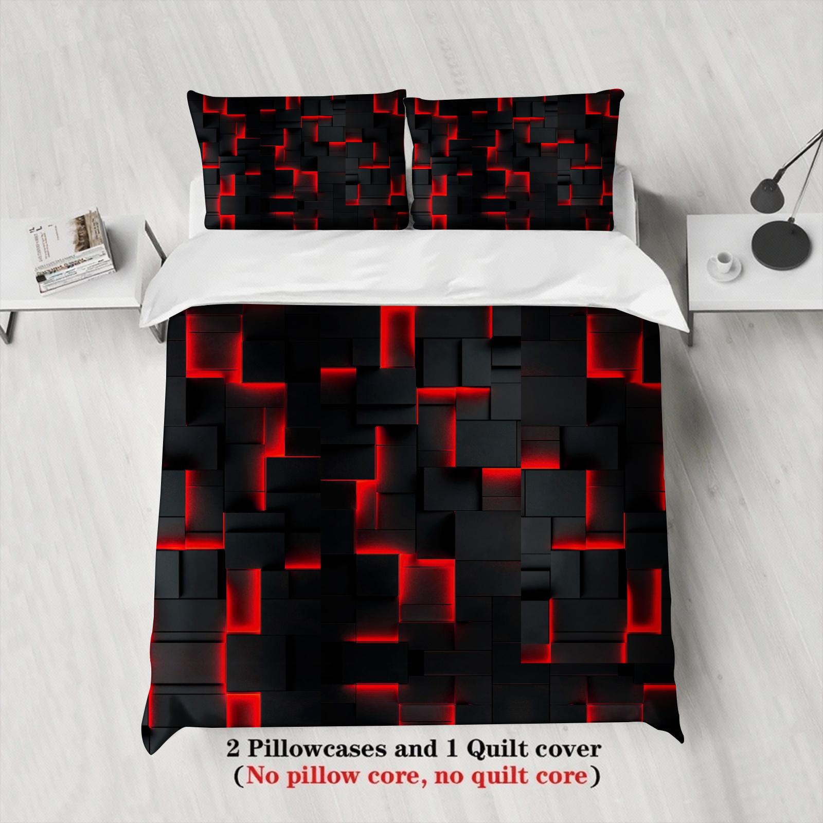 Gaming 3D Cube Duvet Cover Set 3Pcs Red Black Glow Print Gamer Bedding 2 Pillowcases No Comforter Breathable Twin Queen King 135x200cm
Gaming 3D Cube Duvet Cover Set 3Pcs Red Black Glow Print Gamer Bedding 2 Pillowcases No Comforter Breathable Twin Queen King 135x200cm