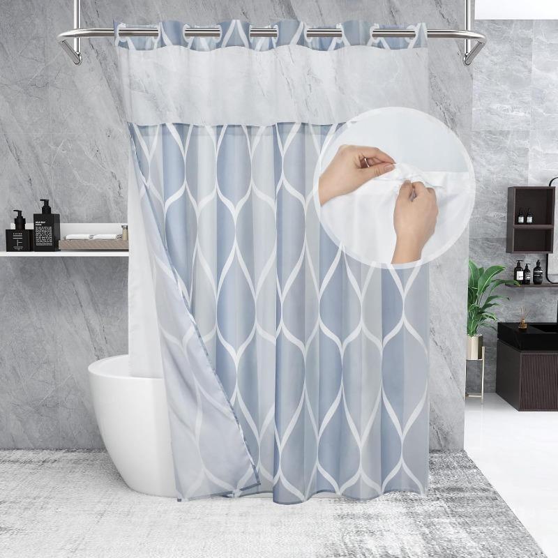 No Hook Aegean Blue Shower Curtain with Snap in Fabric Liner Set - Hotel Style with See Through Mesh Top Window 71 W x 74 L світло-синій колір
No Hook Aegean Blue Shower Curtain with Snap in Fabric Liner Set - Hotel Style with See Through Mesh Top Window 71 W x 74 L світло-синій колір
