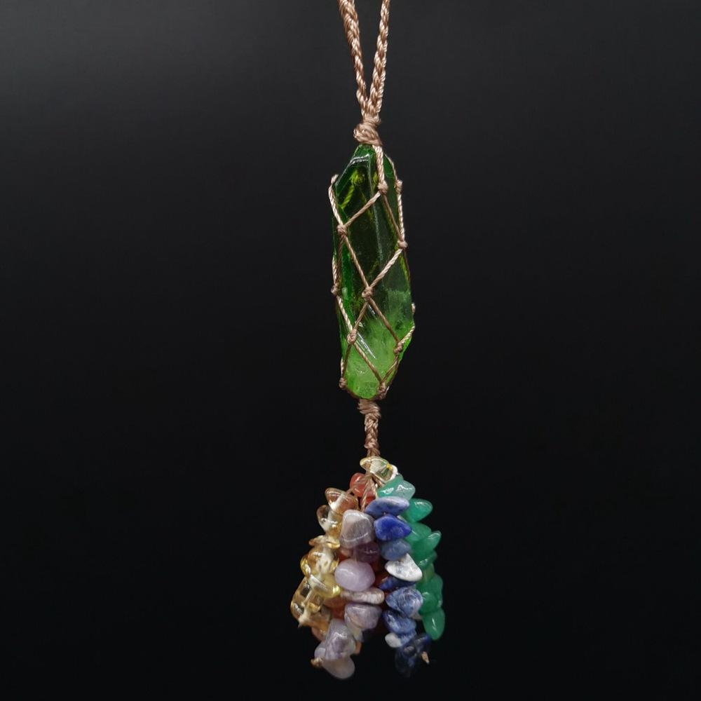 Natural Crystal Column Woven Mesh Pocket Pendant Car Hanging Bag Accessories G15 зелений
Natural Crystal Column Woven Mesh Pocket Pendant Car Hanging Bag Accessories G15 зелений