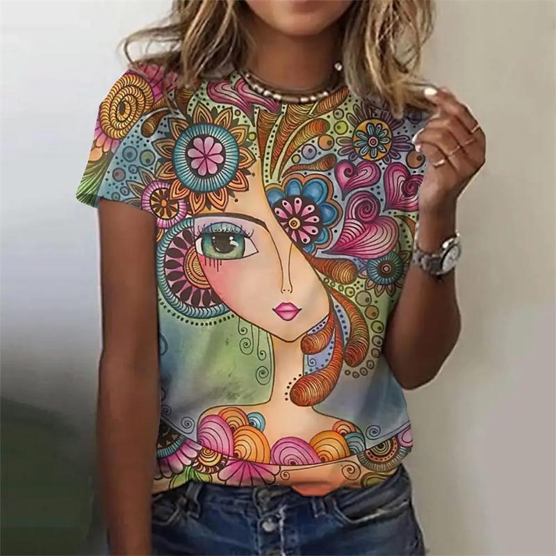 Summer Fashion Women 3d Floral T-Shirts Girls Face Painting Harajuku Colorful Beautiful Oversized Casual Short Sleeve T-Shirt 6XL
Summer Fashion Women 3d Floral T-Shirts Girls Face Painting Harajuku Colorful Beautiful Oversized Casual Short Sleeve T-Shirt 6XL