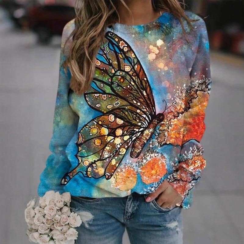 Fashionable Retro 3D Butterfly Print Women s Casual Round Neck Long Sleeved T-shirt S
Fashionable Retro 3D Butterfly Print Women s Casual Round Neck Long Sleeved T-shirt S