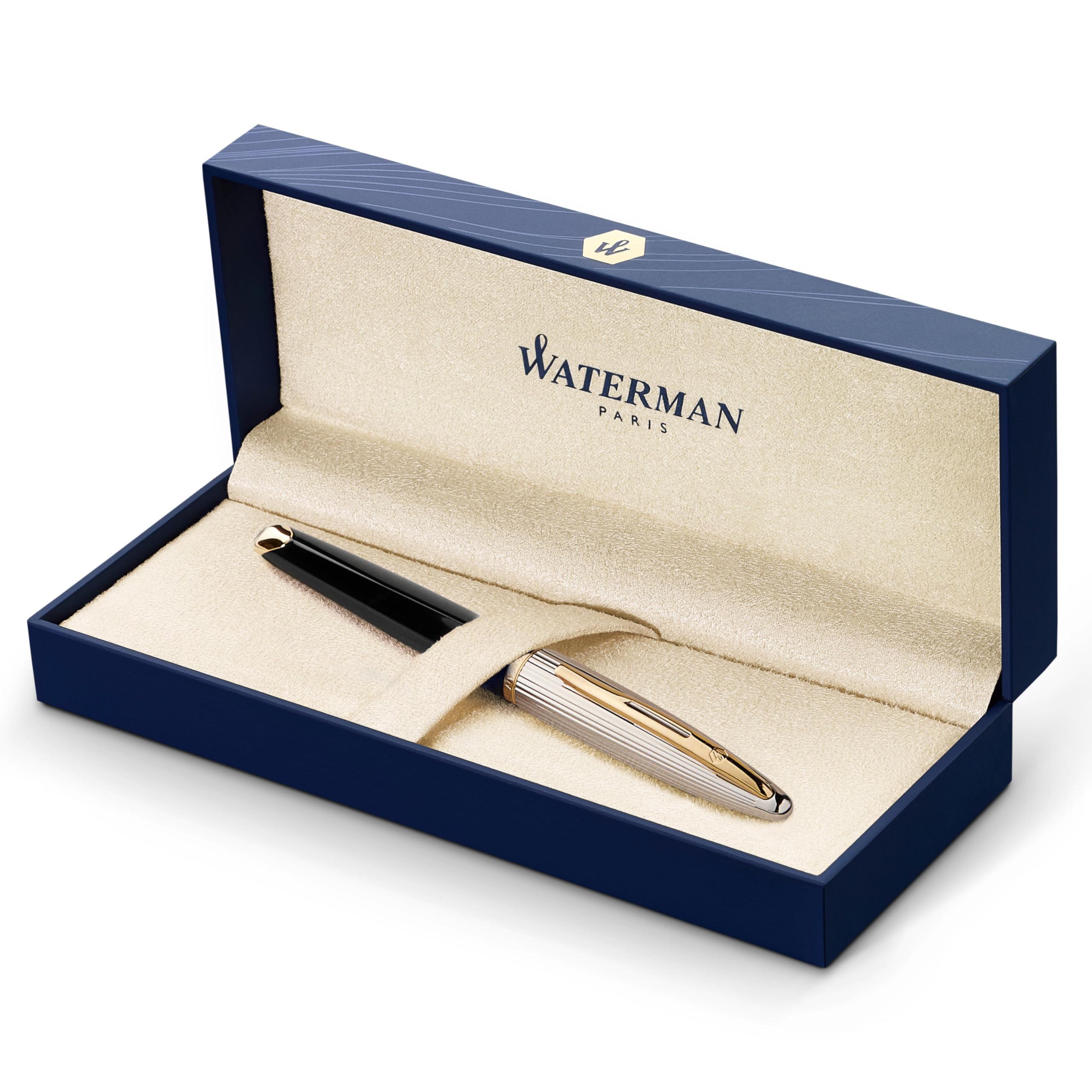 Waterman Fountain Pen Karen Deluxe Black Silver GT Fine Point 18K Gold Nib Gift Box Genuinely Imported S0699920 &
Waterman Fountain Pen Karen Deluxe Black Silver GT Fine Point 18K Gold Nib Gift Box Genuinely Imported S0699920 &
