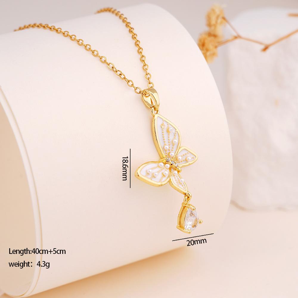 Imitation Pearl Enamel Butterfly Water Drop Zircon Pendant Necklace Stainless Steel Chain Jewelry Gifts for Women Teen Girls
Imitation Pearl Enamel Butterfly Water Drop Zircon Pendant Necklace Stainless Steel Chain Jewelry Gifts for Women Teen Girls