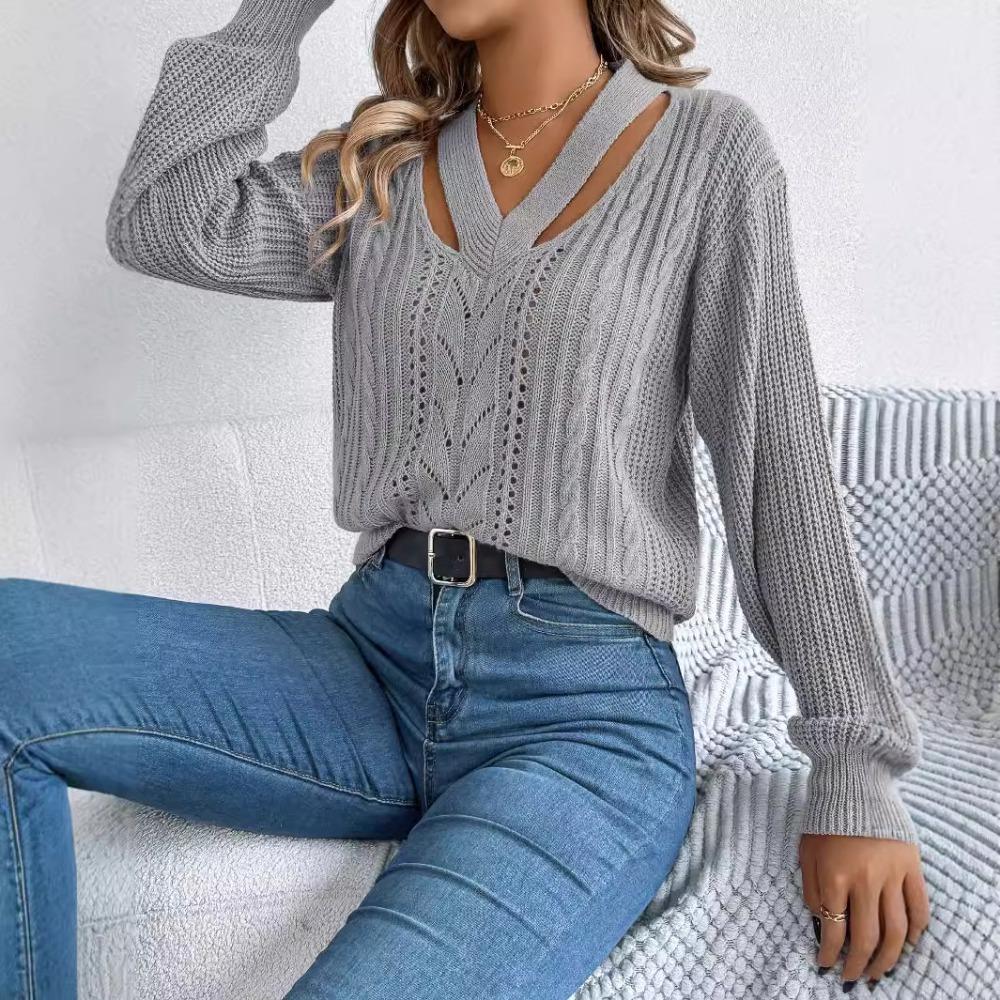 Women s Autumn/Winter Sweatshirt - Casual Openwork V-Neck with Twisted Lantern Sleeves - New Arrival Knitted Jumper S серый
Women s Autumn/Winter Sweatshirt - Casual Openwork V-Neck with Twisted Lantern Sleeves - New Arrival Knitted Jumper S серый