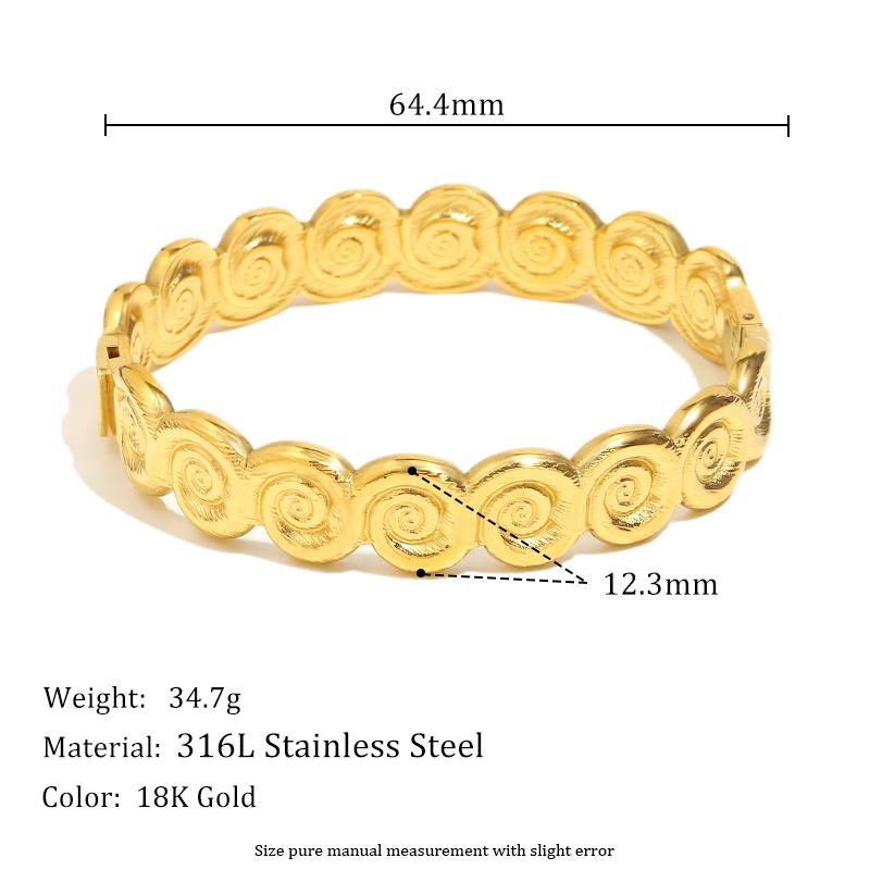 MamacitaSlay 316L Stainless Steel Spiral Swirl Pattern Bangle 18K Gold Plated Waterproof Non Tarnish Jewelry For Women Bracelet золотой
MamacitaSlay 316L Stainless Steel Spiral Swirl Pattern Bangle 18K Gold Plated Waterproof Non Tarnish Jewelry For Women Bracelet золотой