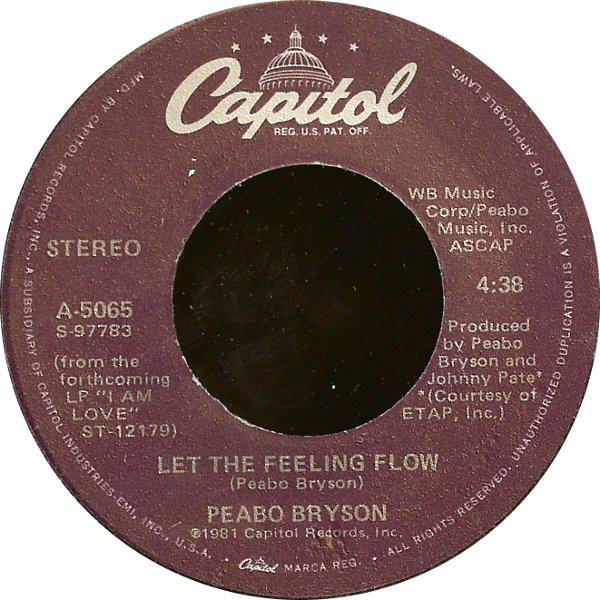 7inch Record PEABO BRYSON - Let The Feeling Flow A5065 Capitol Records 1981 US Soul/Funk Used
7inch Record PEABO BRYSON - Let The Feeling Flow A5065 Capitol Records 1981 US Soul/Funk Used