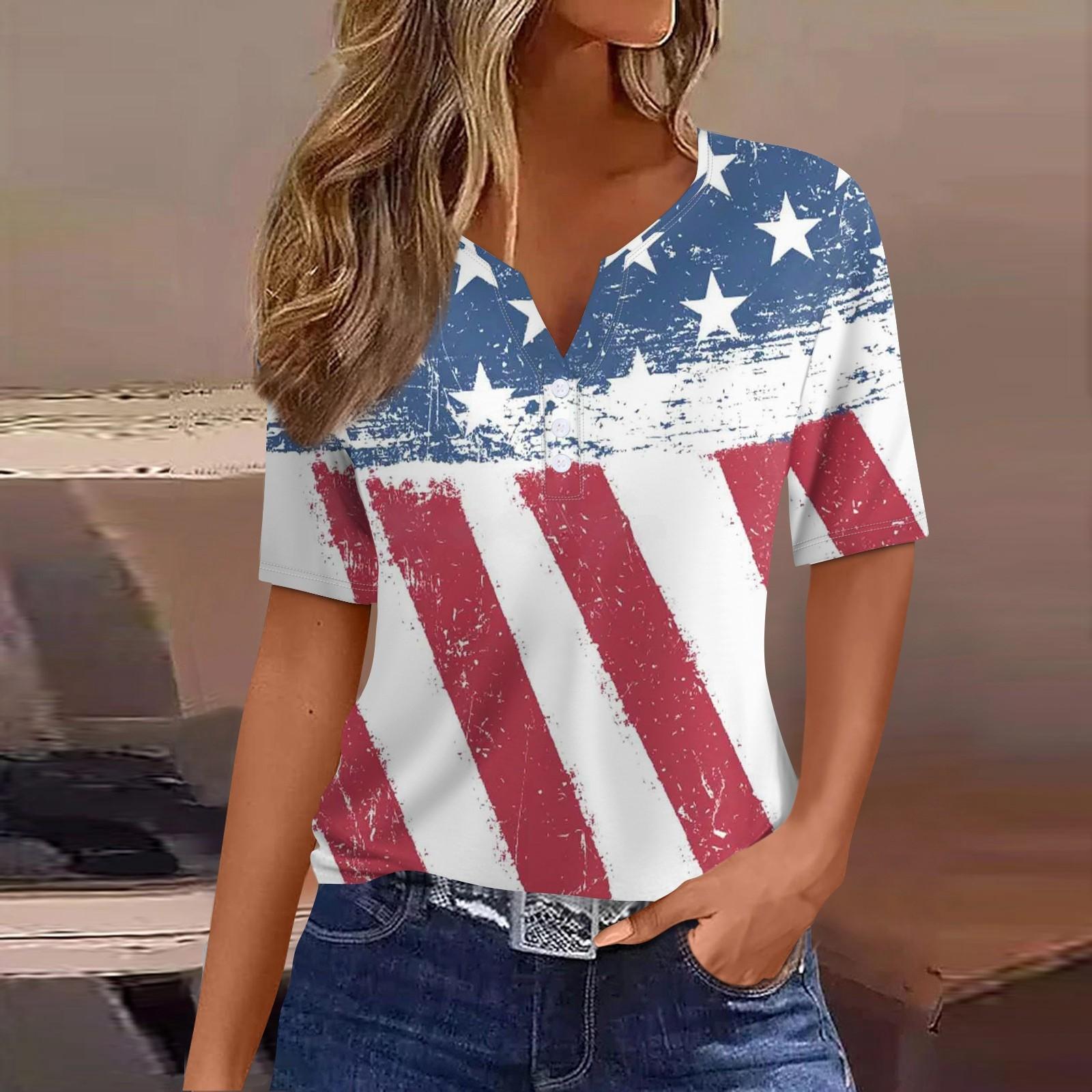 Жіноча футболка з принтом на ґудзиках до Дня незалежності з коротким рукавом Щоденна мода на вихідні Базовий V-подібний виріз Звичайний топ S
Жіноча футболка з принтом на ґудзиках до Дня незалежності з коротким рукавом Щоденна мода на вихідні Базовий V-подібний виріз Звичайний топ S